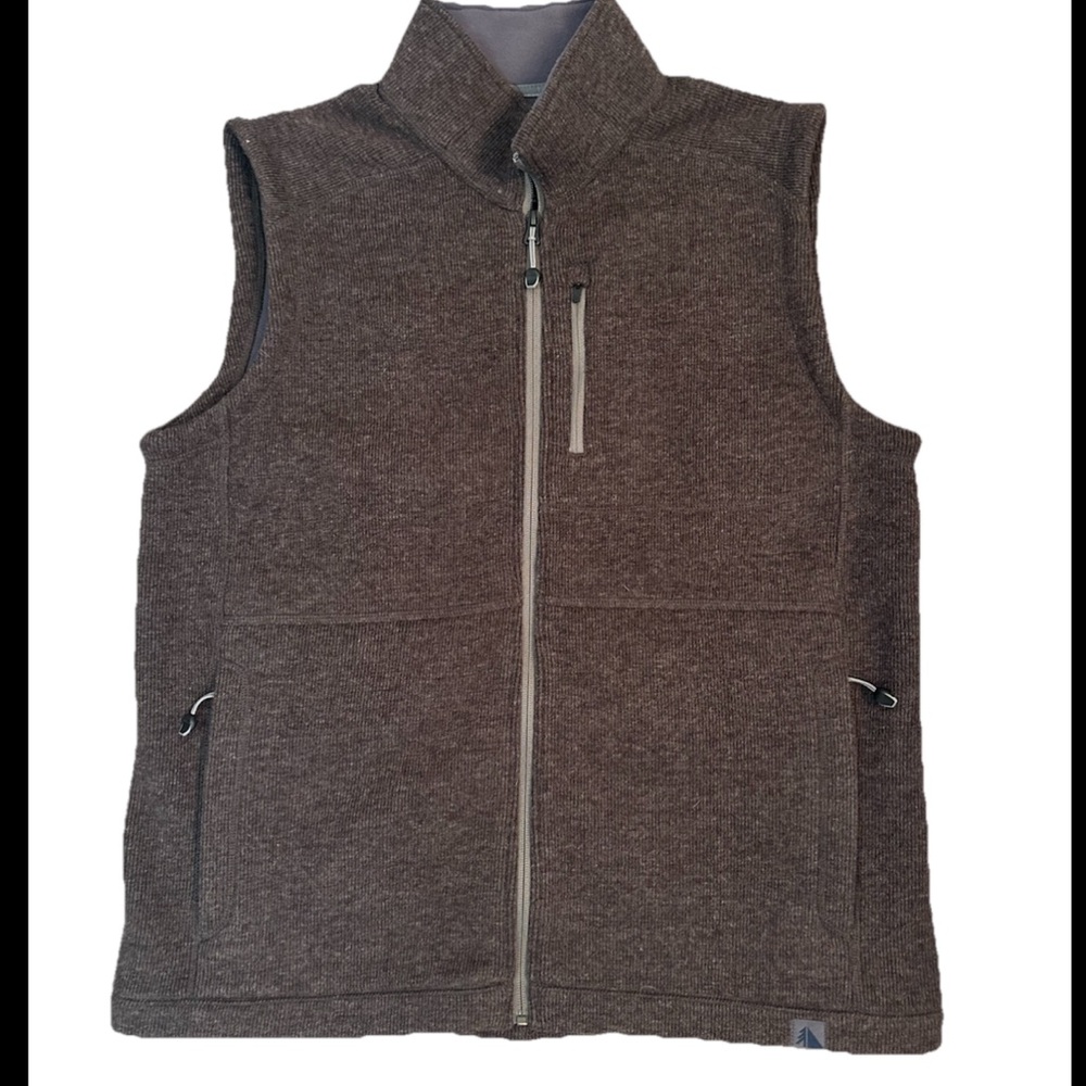 LL Bean Mens Full Zip Vest Brown 100% Wool Blend Fisherman Outdoors Sz Large